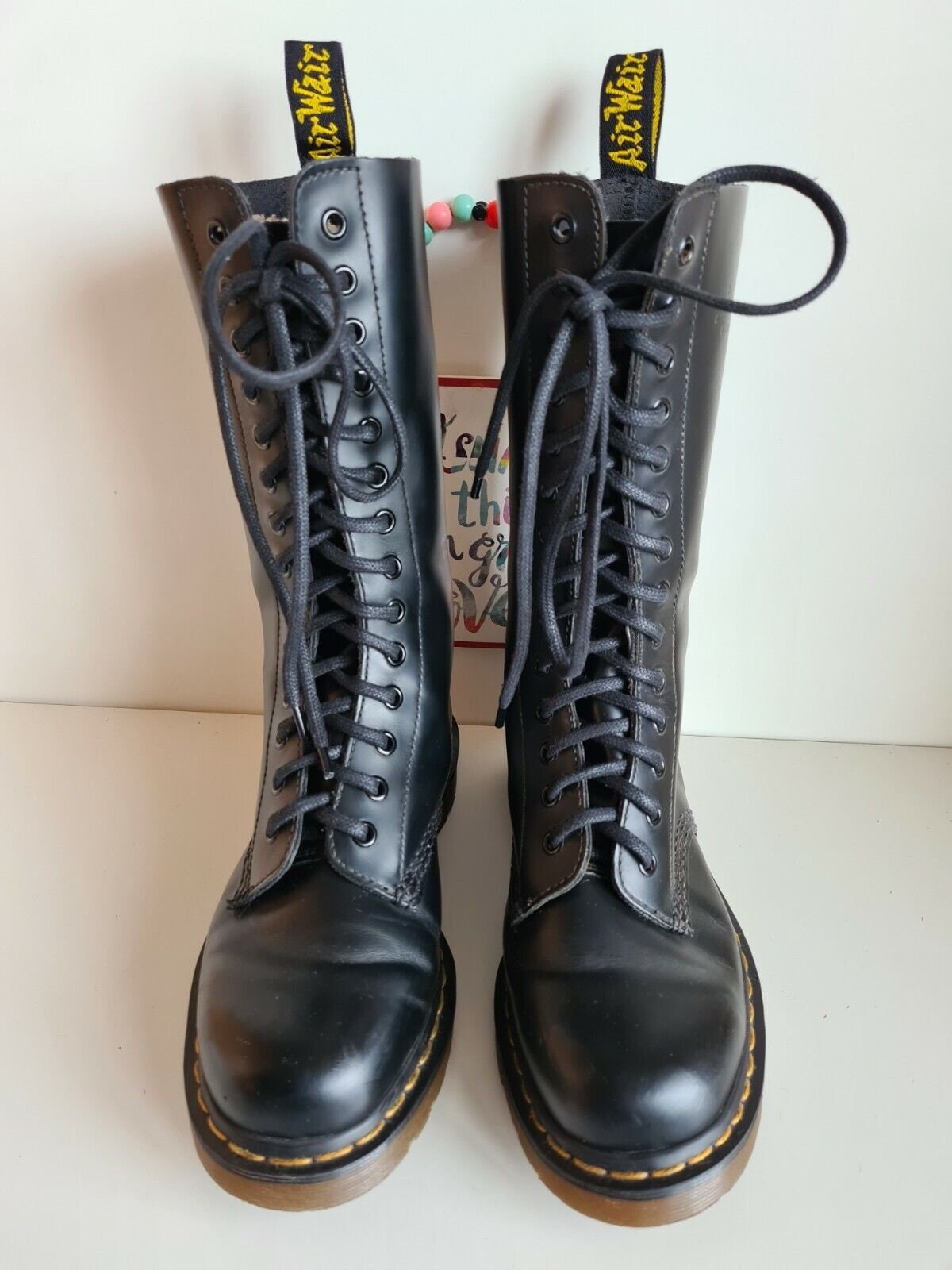 Dr Martens Sz 7M 8W Black Leather Mid Calf Lace Up 1914 Boots 14 Eye Goth Punk Dr. Martens 1914 Black Boots for Women for sale | eBay main image 3