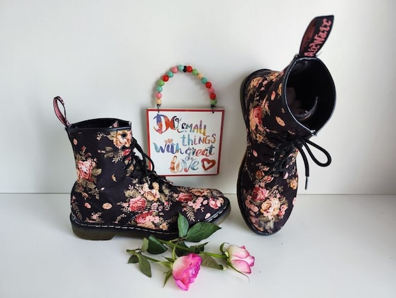 Dr martens 1460 black victorian flowers hotsell