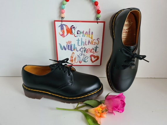 Dr Martens 1461 Vintage England 3 Eye Oxford Black Double Stiches Shoes UK2 EU35 Etsy UK