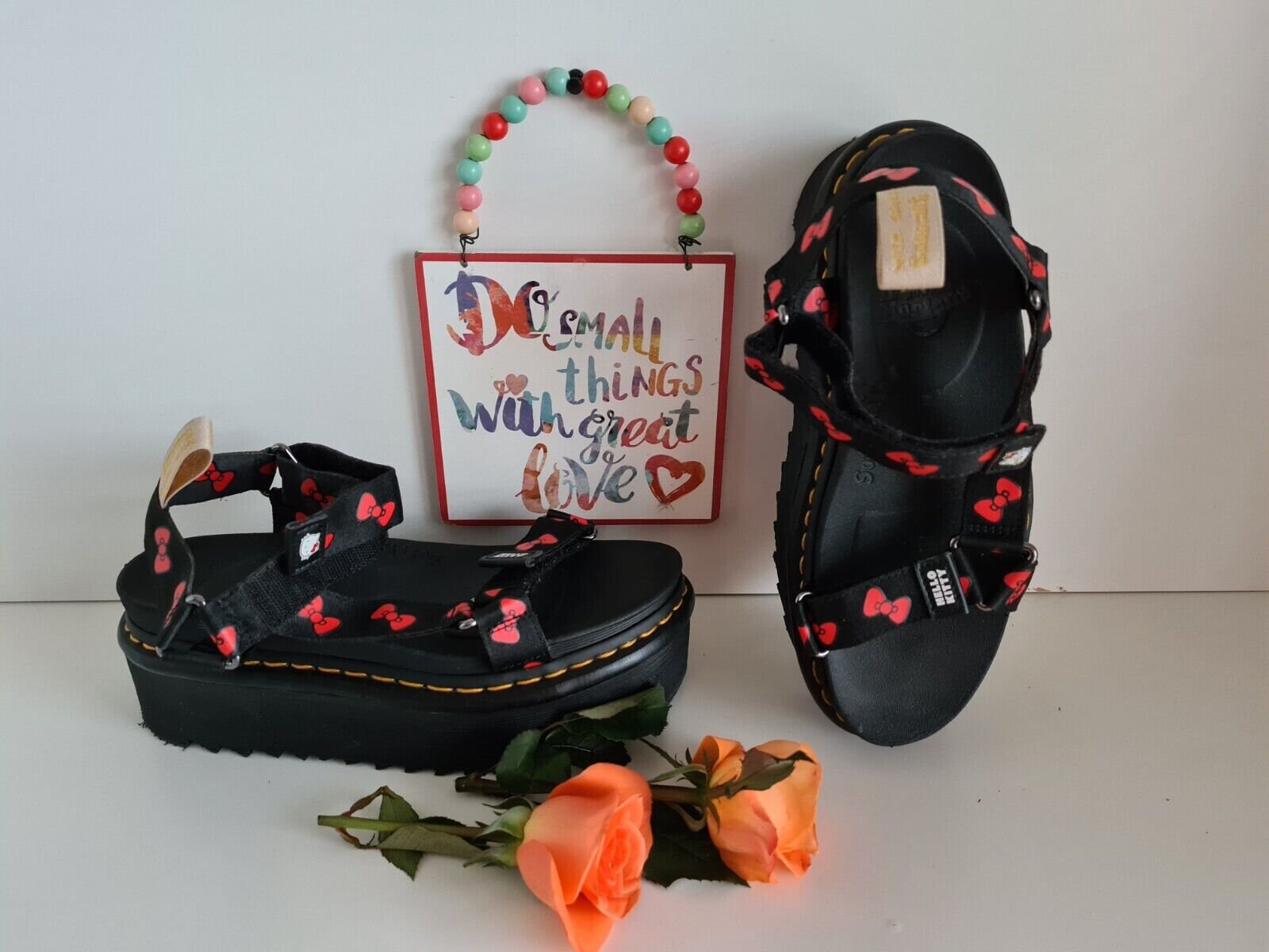 Dr Doc Martens Vegan Hello Kitty Quad Platform Thick Soled Sandals