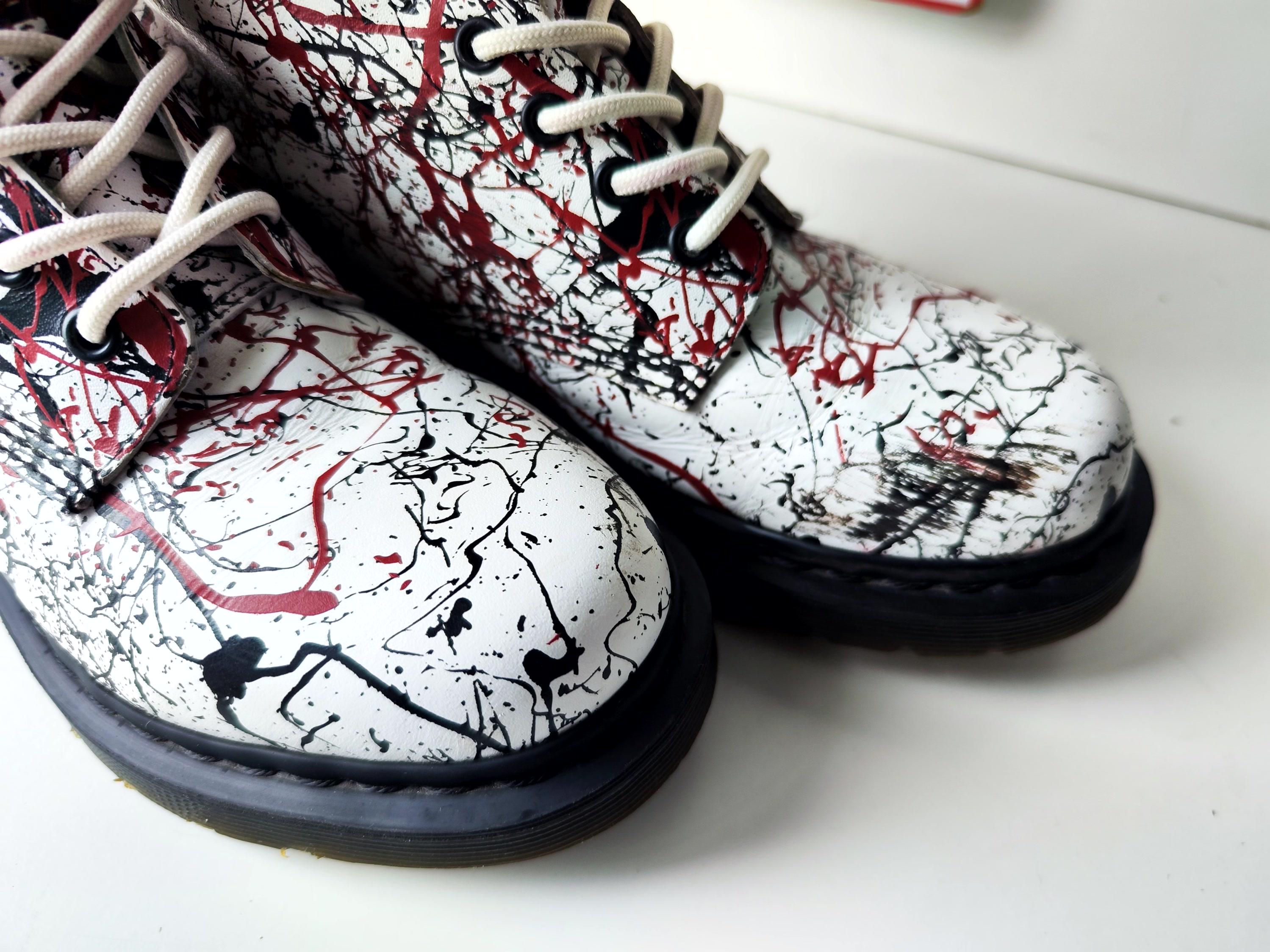 Dr Martens 1490 Color Paint Ink Splash Splatter Ankle Boot 