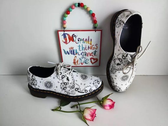 Dr Martens Bandana 1461 3 Eye Ankle White Black Shoes UK5 EU38 US7 Etsy Canada