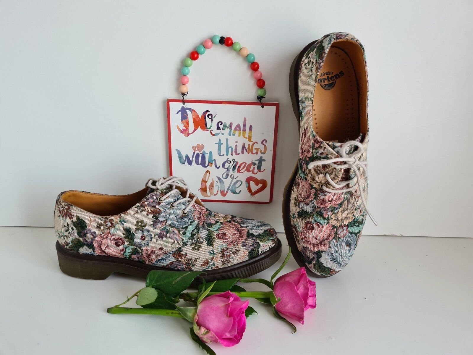 Dr Martens 1461 Tapestry Castel Fabric Floral Victorian Roses Flat