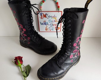 Dr Martens 14 eye 1b99 zip mid calf Kiele floral boots cherry blossom UK4 EU37