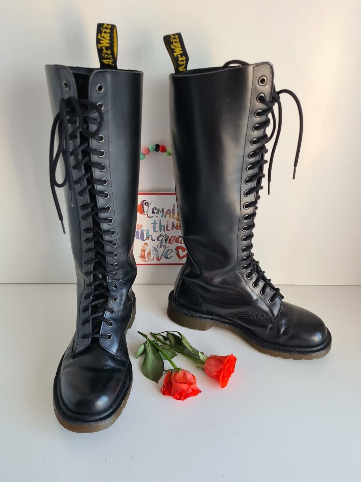 Dr Martens 20 Hole Knee High 1420 Black Tall Boots Limited Edition
