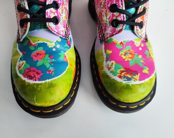 Doc Martens 1460 Pascal Multicolored Daze Leather 8 Eye Boots UK4