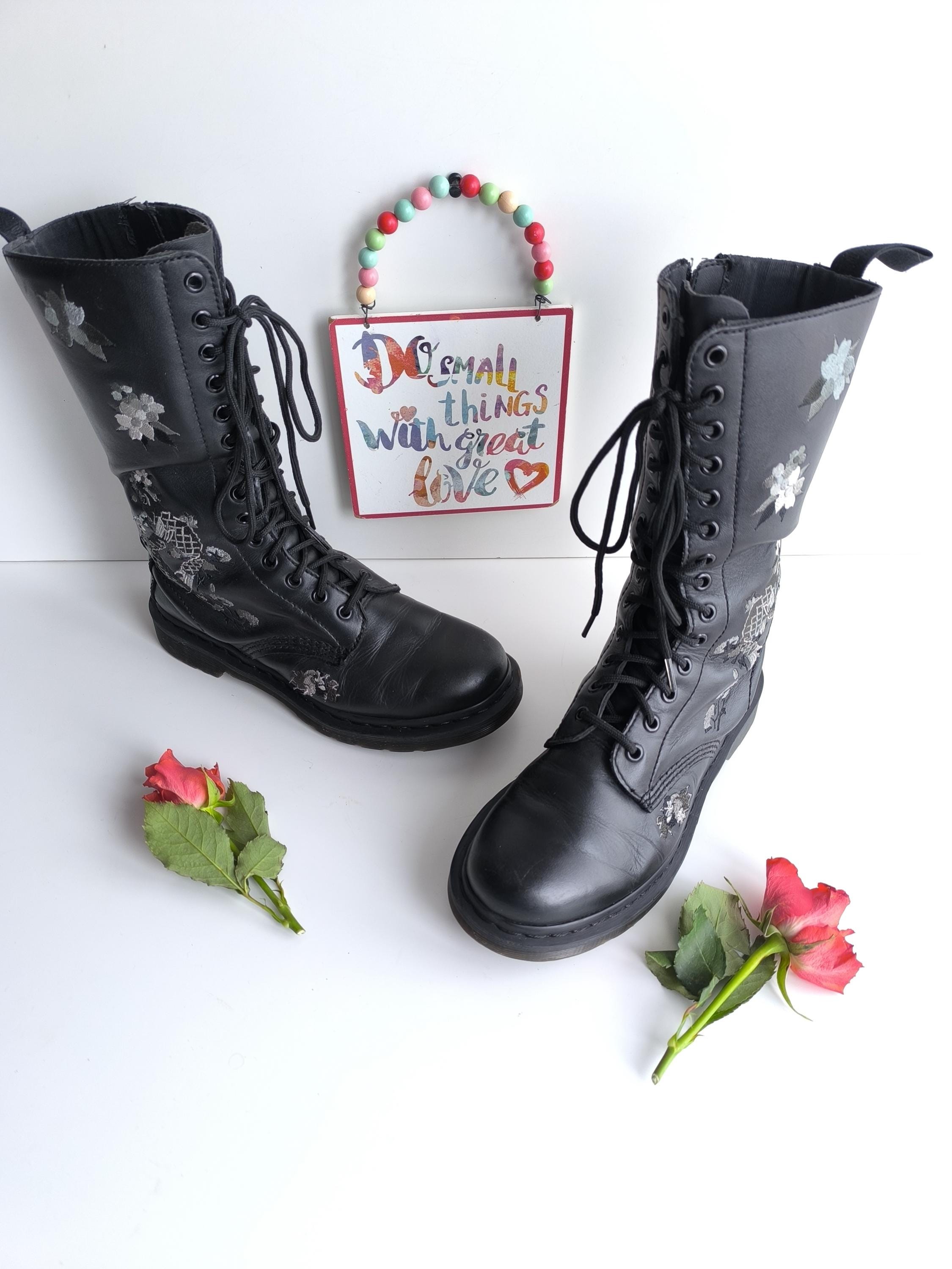 Dr Martens 14 Eye 1b99 Anissa Fish Japanese Black Boots UK6 EU39