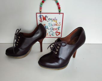 Dr Martens Ofira Brown High Heel Leather Court Shoes UK5 EU38 US7