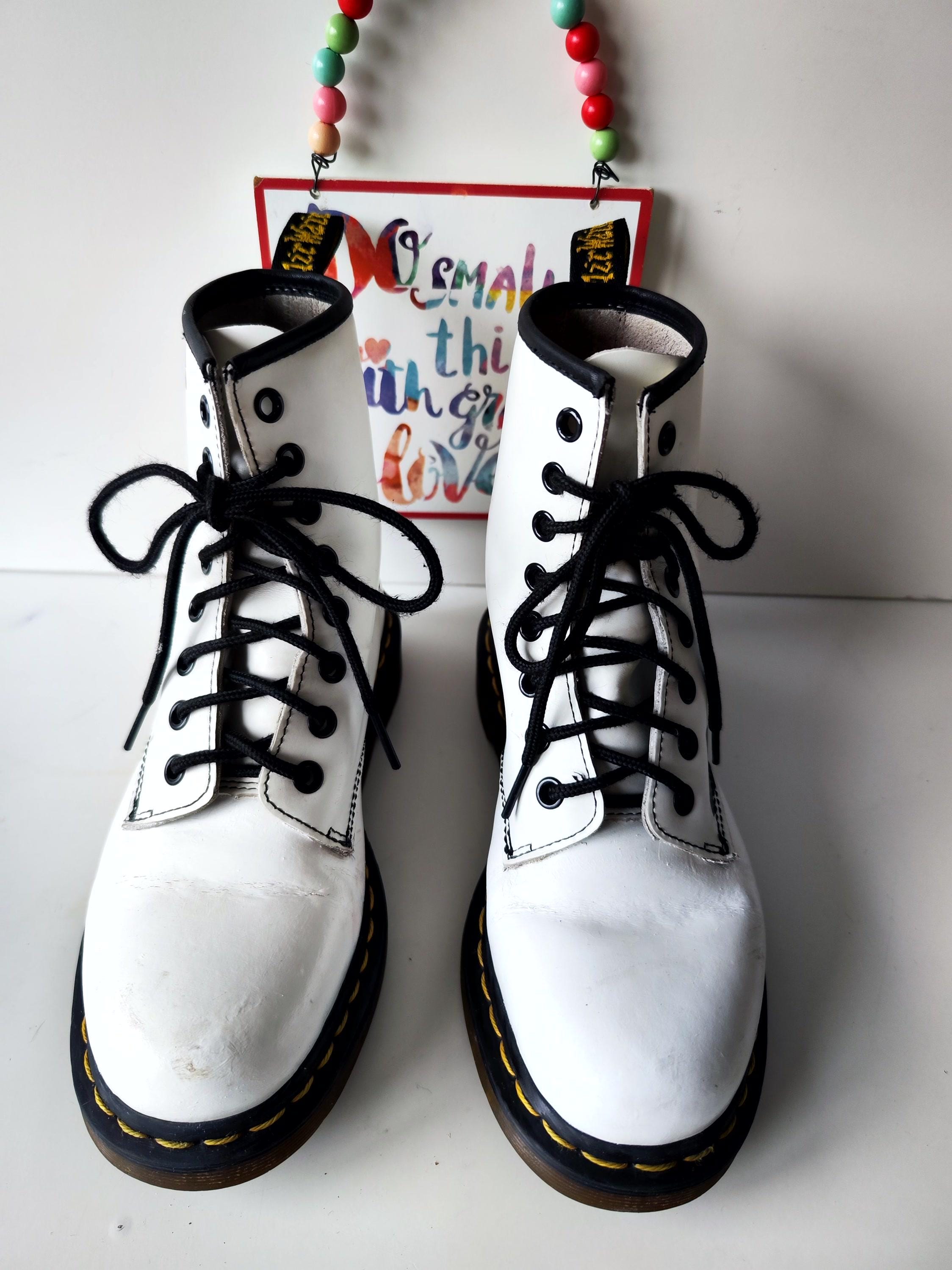 Dr Martens 1460 White Leather Boots, 8 Eye (UK4 EU37 US6) - Etsy