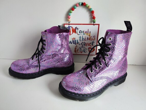 Brand New Dr Martens 1460 Pascal Mermaid Purple Snake Iridescent