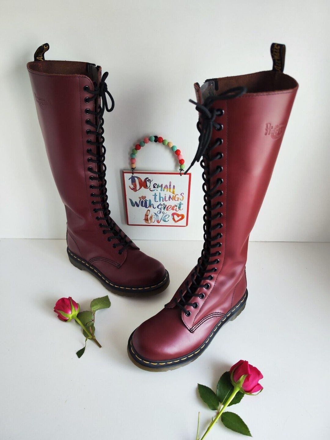 Dr Doc Martens 20 Holes 1b60 Tall Knee High Zip Burgundy Red Dr Doc Martens 20 Holes 1b60 Tall Knee High Zip Burgundy Red