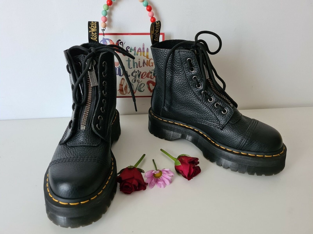 Dr. Martens Sinclair White Platform Chunky Leather Zip Boots