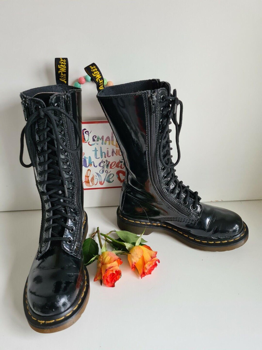 Dr Doc Martens 14 Eye Patent Mid Calf 9733 Boots UK 3 EU 36 US 5