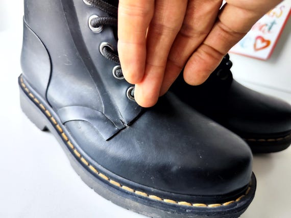 Martens 14 Auge Drench schwarze regen Gummistiefel Welly