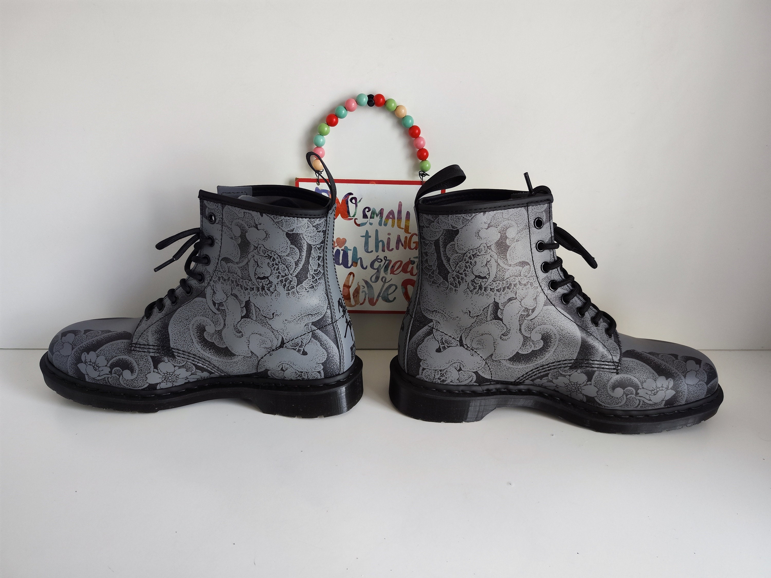 Dr Martens 1460 OT Tattoo Gunmetal Grey Japanese Dragon Art Boots UK11 US12 EU46 Etsy UK