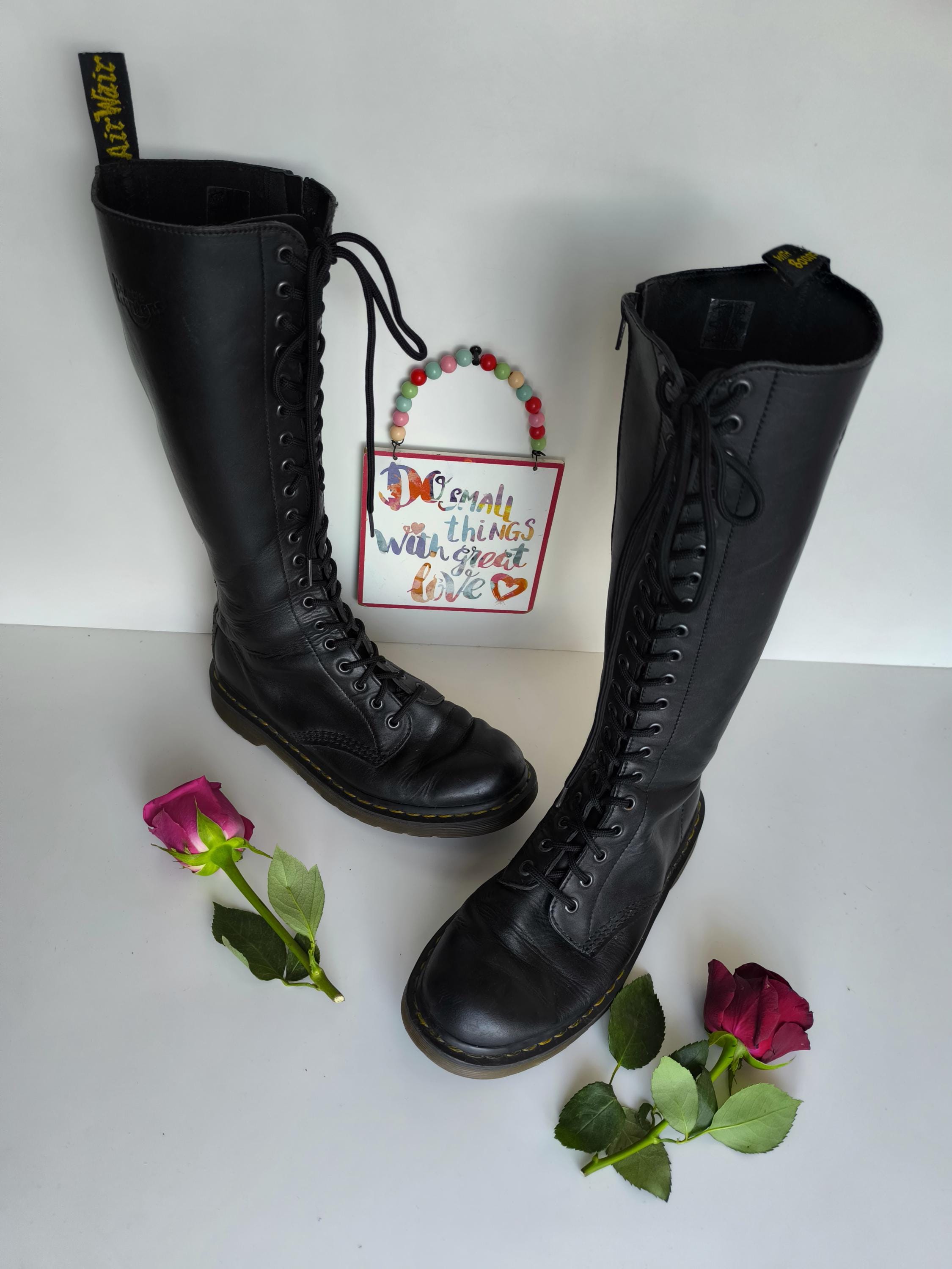 Dr. Martens 1B60 Black Leather Knee High Boots, UK6.5 EU40 US8.5