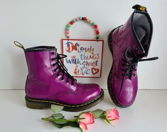 Dr Doc Martens patent lamber purple pascal 1460 8 hole boots UK 5 EU 38 US 7