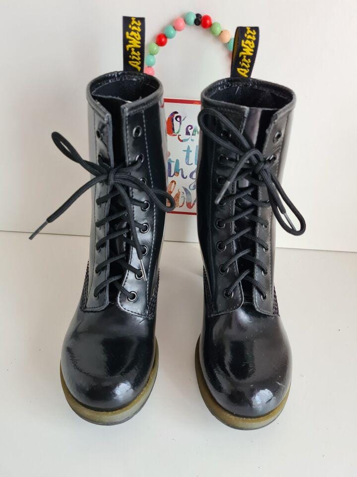 Dr Martens Darcie Diva Court Black Patent Leather Boots UK5