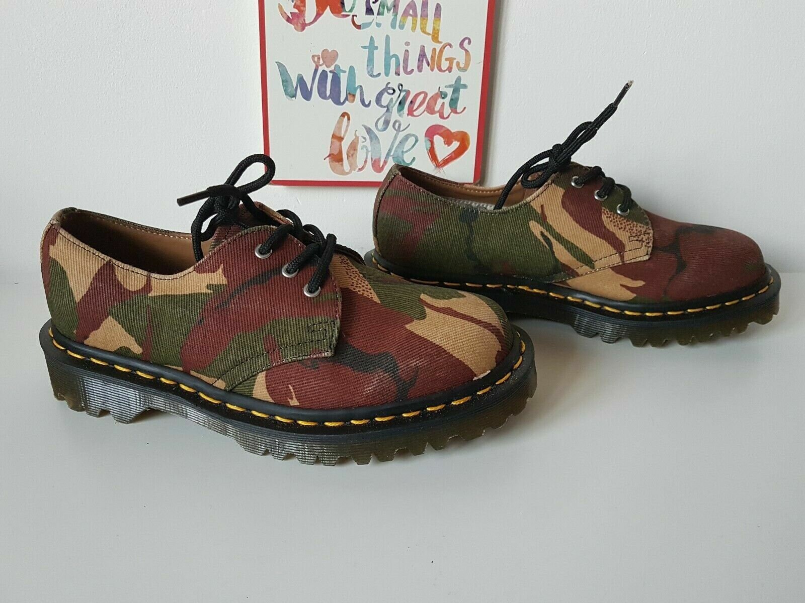 Dr Martens 3 Eye Shoes Camo Army British Millerain 1461 England