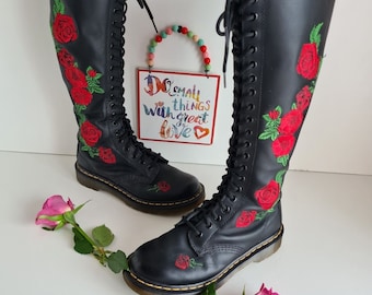あきちゃん ！　Dr.Martens BRANDIEドット柄 UK6 Dr Martens Boots, Size UK 2-5 / Pink Magenta and Blue Floral