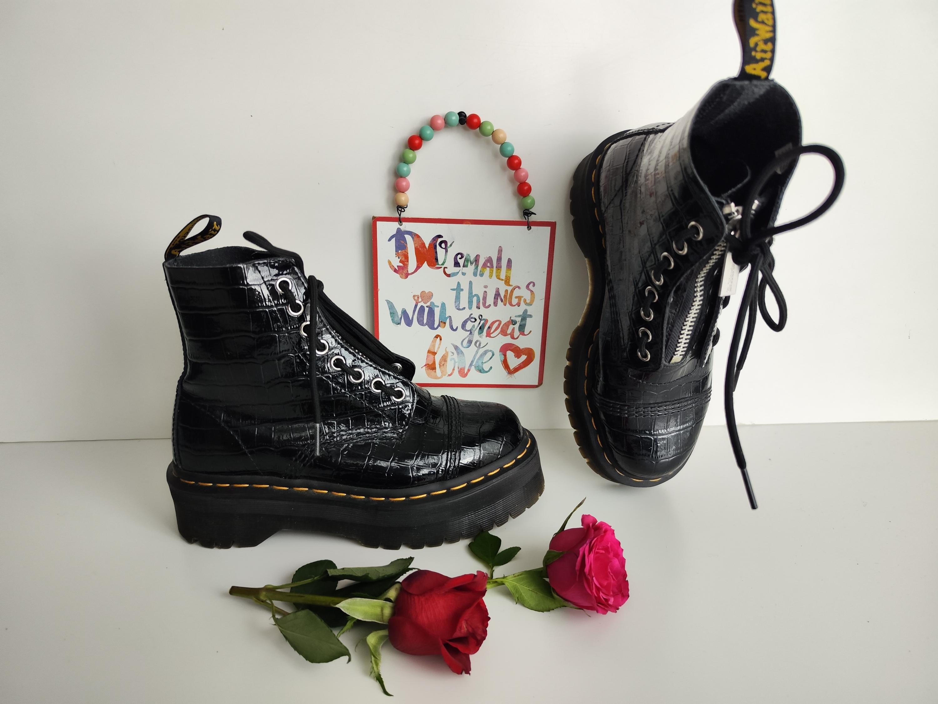 Dr Martens Sinclair Patent Croc Platform Quad Sole Boots UK5 EU38