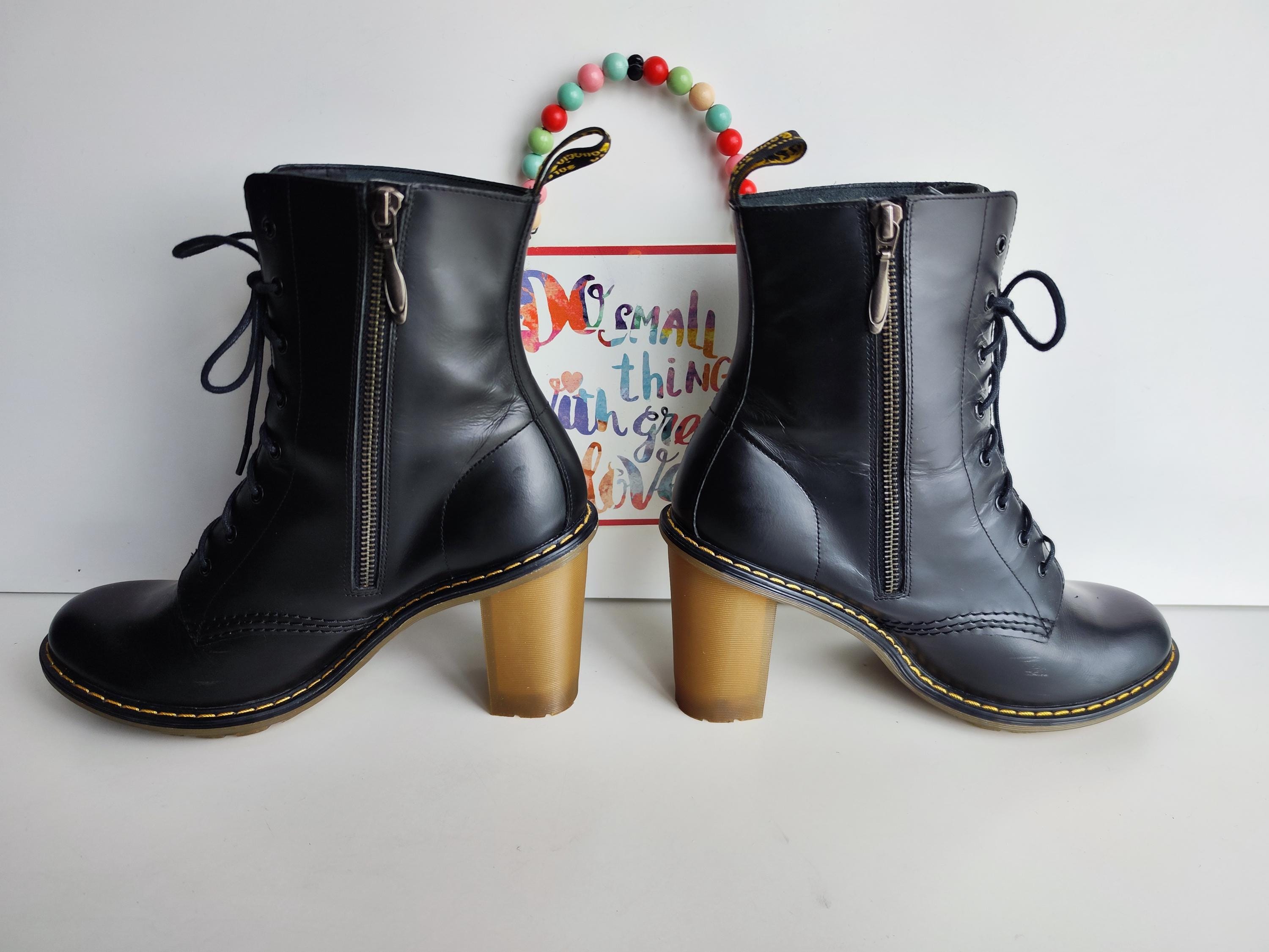 Dr Martens Sadie Darcie Black High Heel Court Zip Boots UK7 EU41