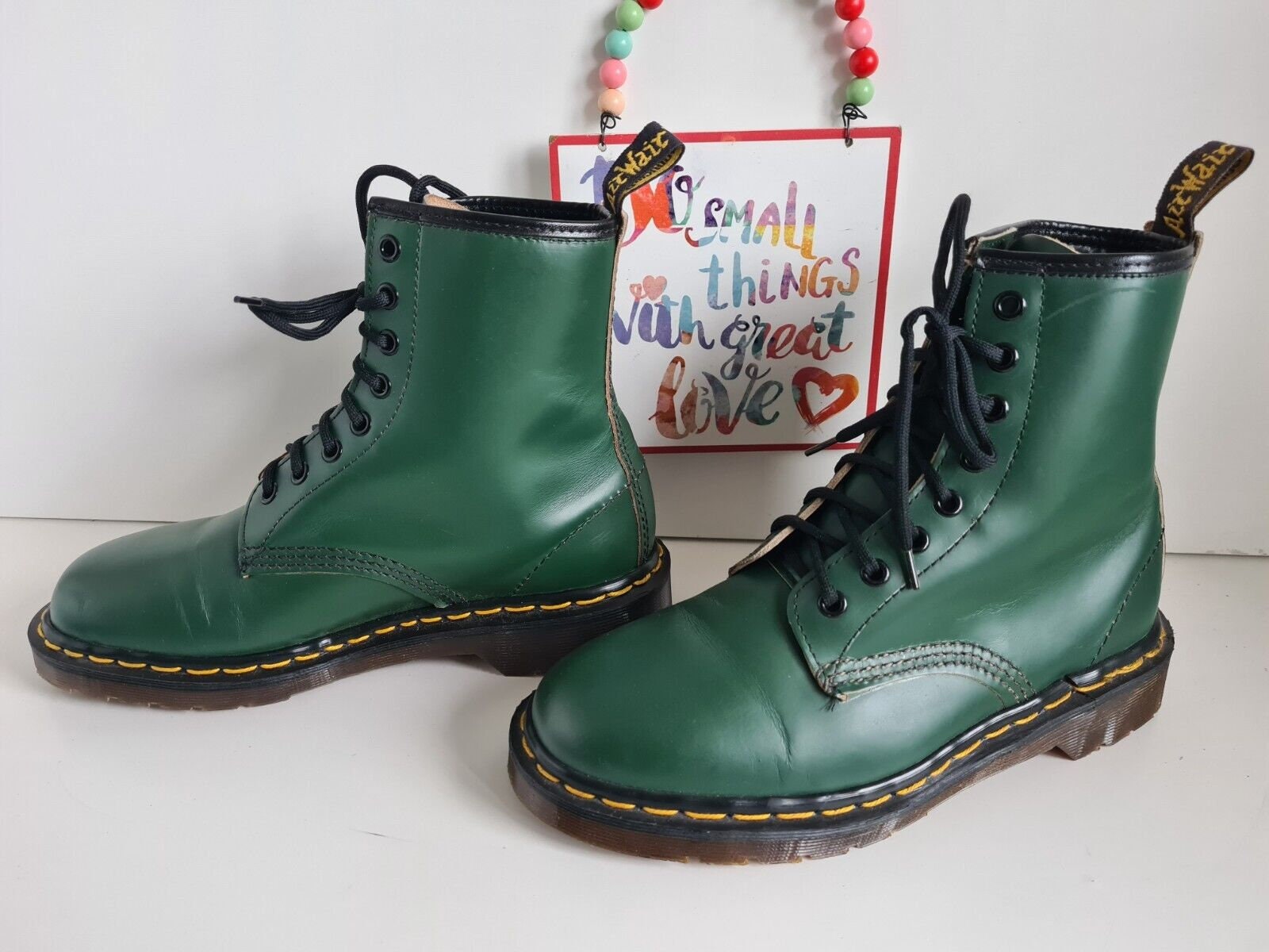 Vintage Dr. Martens 1460 Green Leather Boots Made‎ in England 8 Eyelet Combat Dr. Martens 8 Eye Boots in Black | SVD USA main image 4