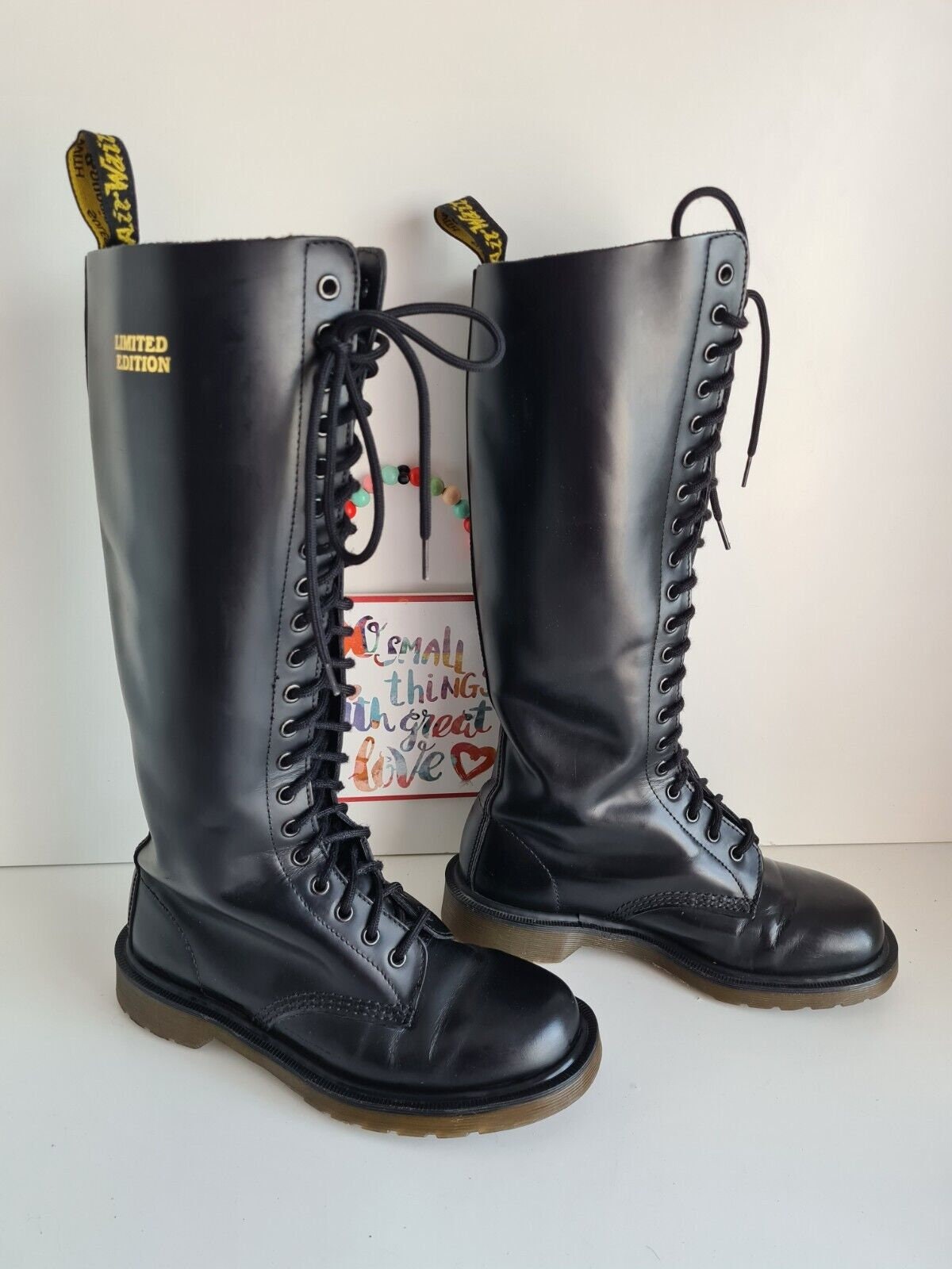Dr Martens 20 Hole Knee High 1420 Black Tall Boots Limited Edition