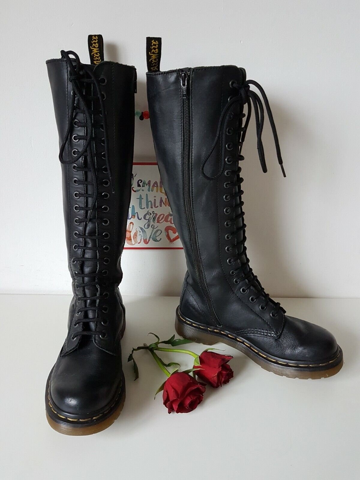 Dr Doc Martens 20 Eye Hole 1b60 Tall Knee High Black Zip Dr Doc Martens 20 Eye Hole 1b60 Tall Knee High Black Zip