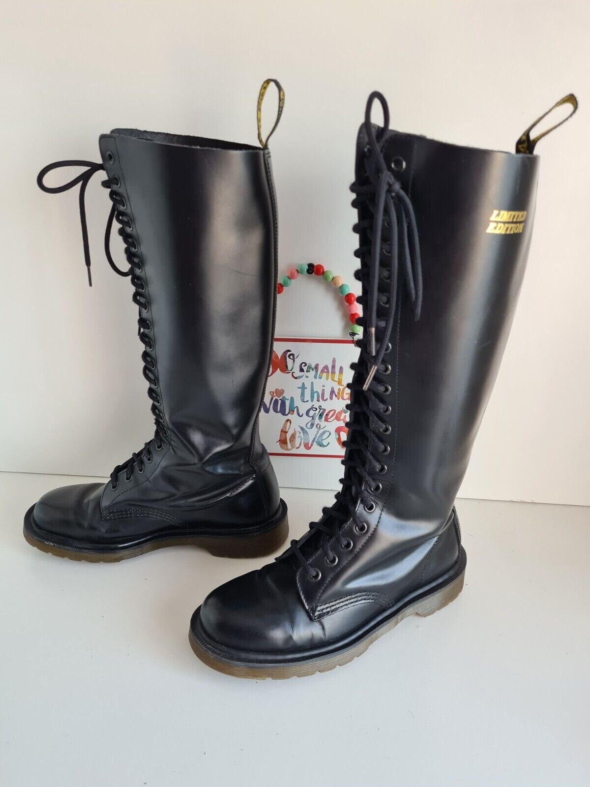 MM×Dr.MartensAnkle BootBlack Dr Martens 20 Hole Knee High 1420 Black Tall Boots Limited Edition