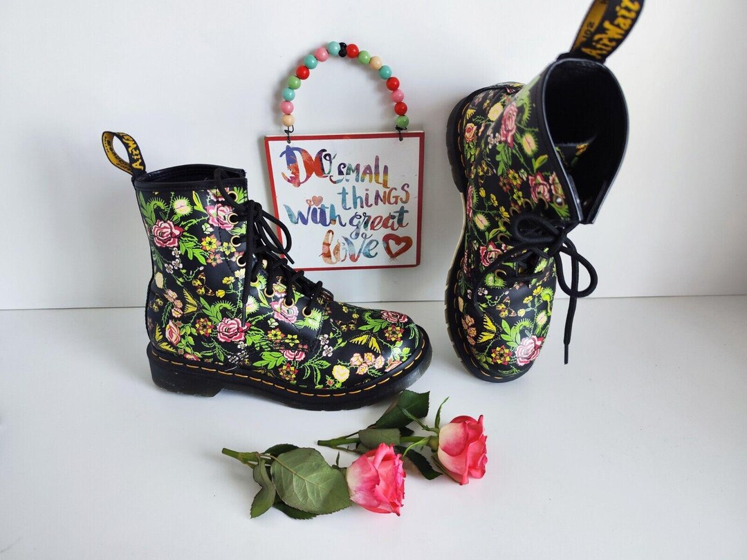 Dr Martens Pascal 1460 Botanic Bloom Floral Butterfly Black Green