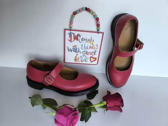 Dr Martens Mary Jane Indica Shoes Buckle Red Flats UK6 EU39 US8 