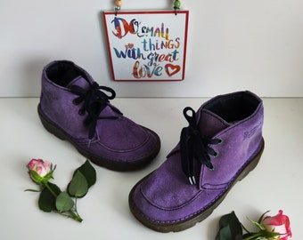 Dr Martens platform chunky sole vintage DMs England purple suede boots UK5