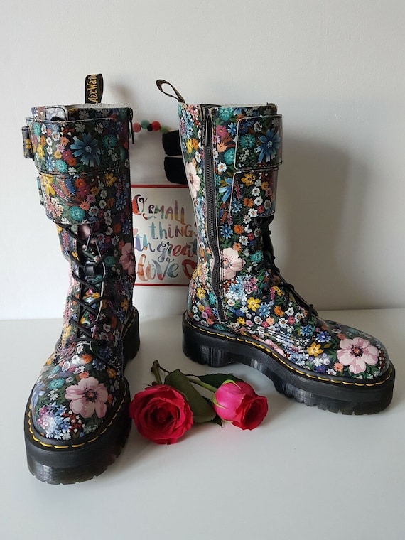 Dr Martens Jagger Wanderlust WL Floral Quad Platform Boots Double