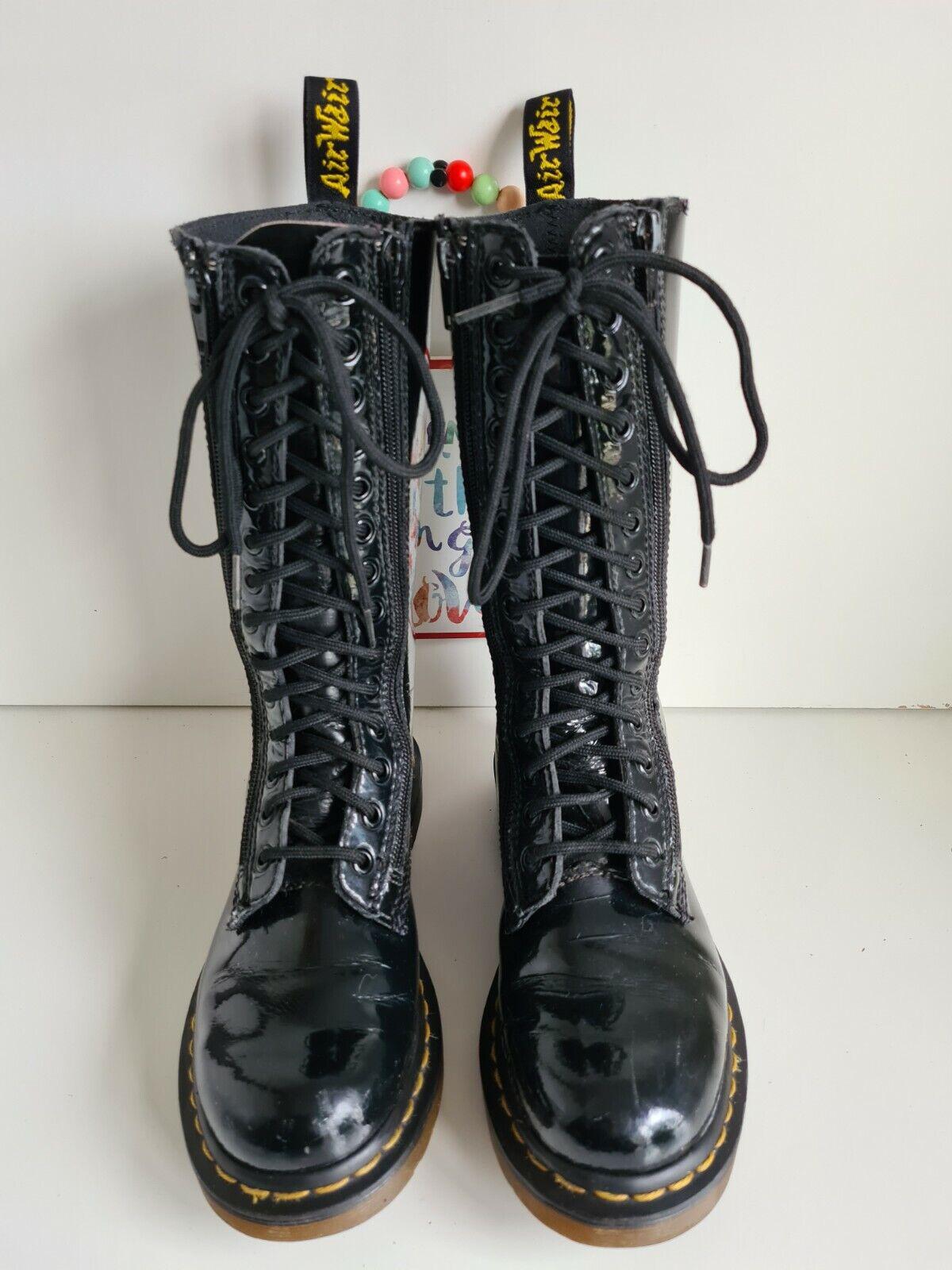 Dr Martens Sz 7M 8W Black Leather Mid Calf Lace Up 1914 Boots 14 Eye Goth Punk Dr. Martens 1914 Black Boots for Women for sale | eBay main image 4