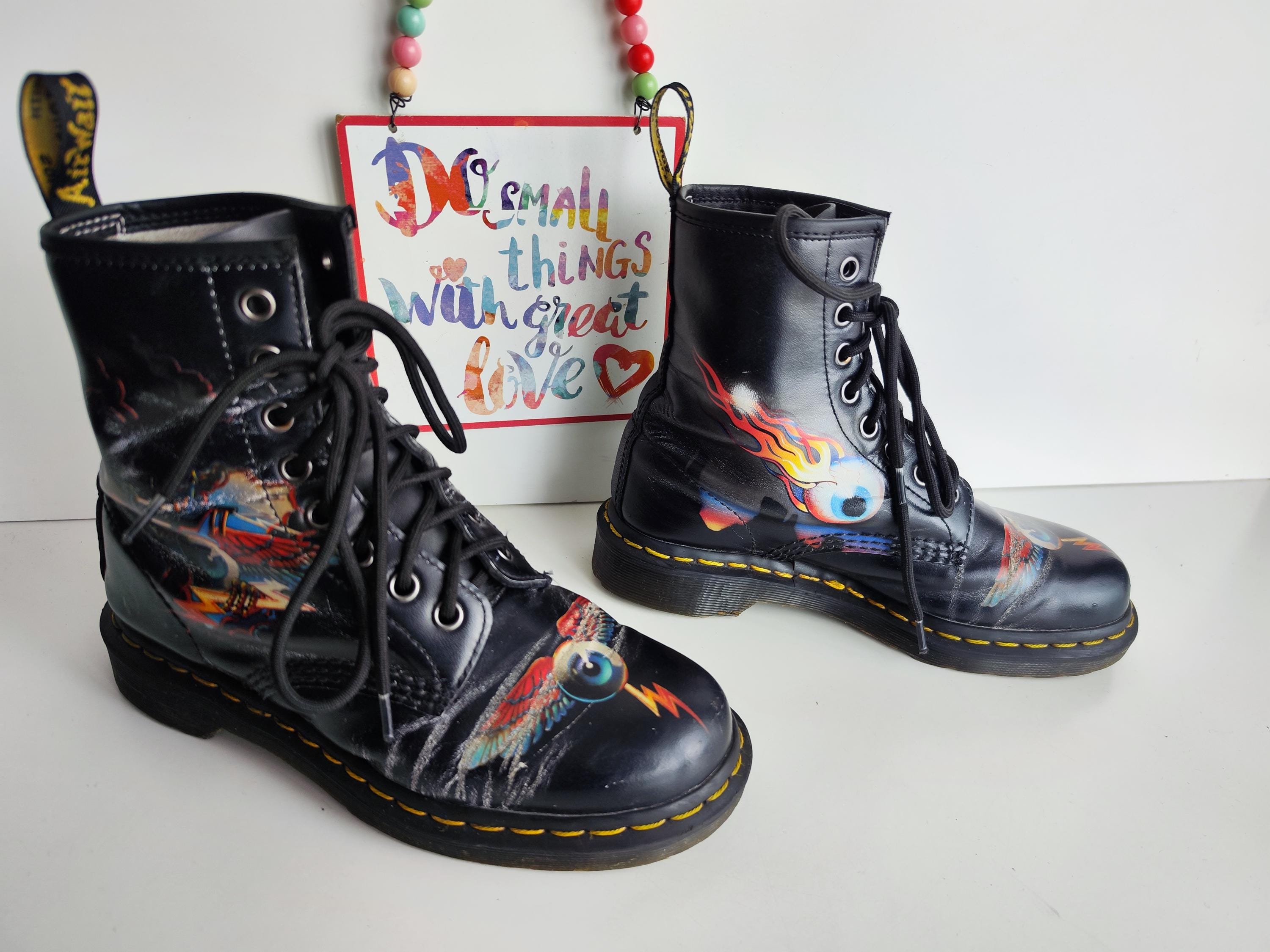 Dr Martens Rick Griffin Eye Backhand Tattoo Boots 1460 8 Eye