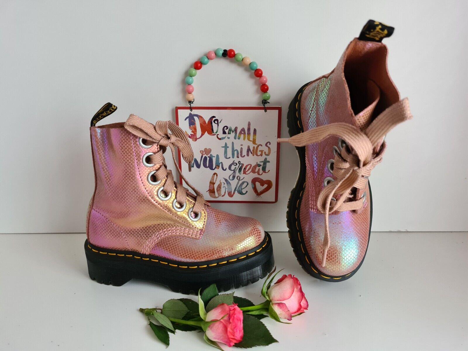 Dr Doc Martens Molly Platform Quad Chunky Sole Iridescent Pink