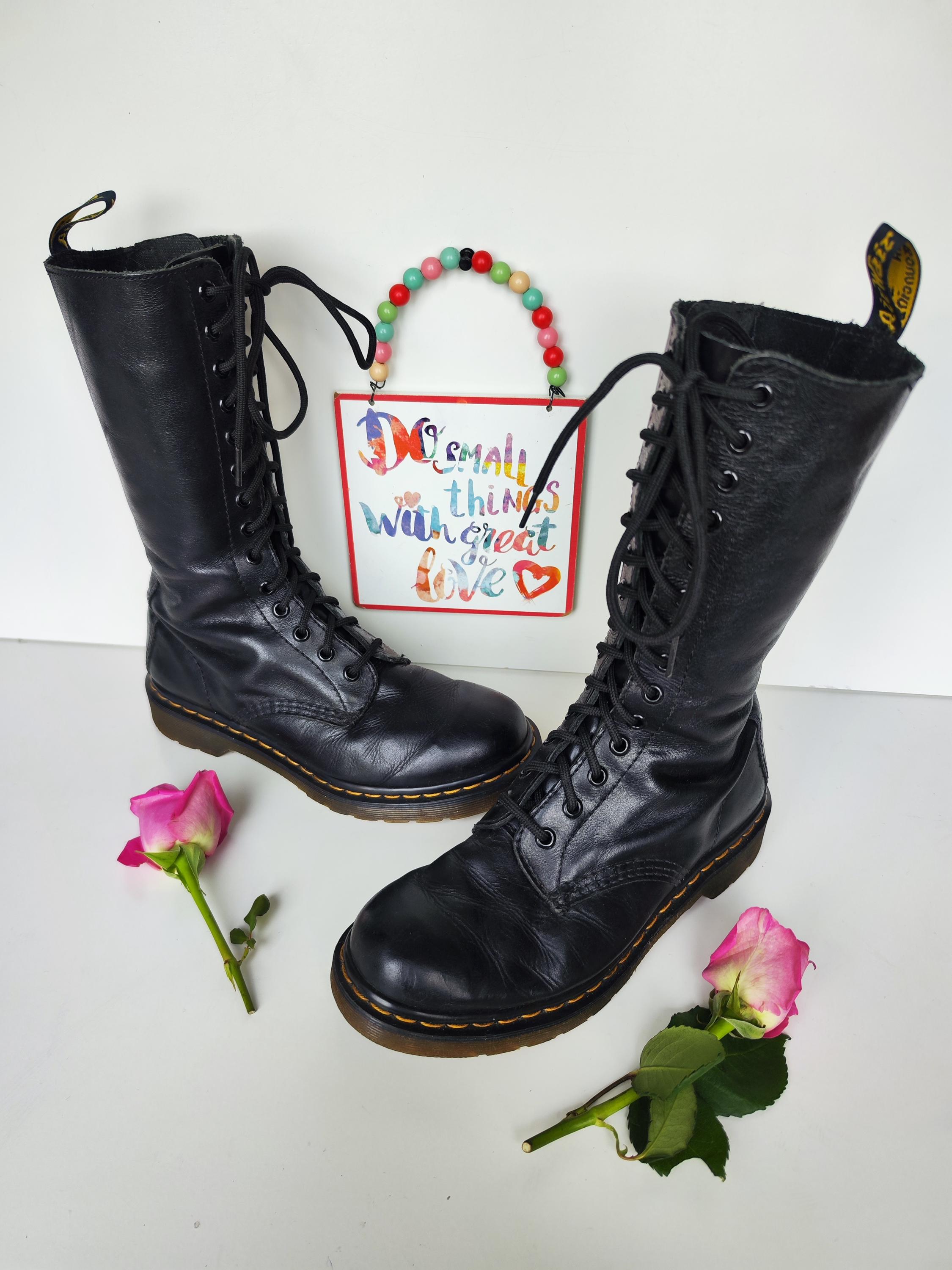 ドクターマーチン　14ホールブーツ　1B99 14EYE BOOT 黒　24cm Dr Doc Martens 1b99 14 Eye Hole Midcalf Black Boots UK5 EU38