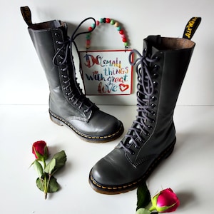 Dr Martens 1b99 14 eye hole grey midcalf leather boots UK 3 EU 38 US 5