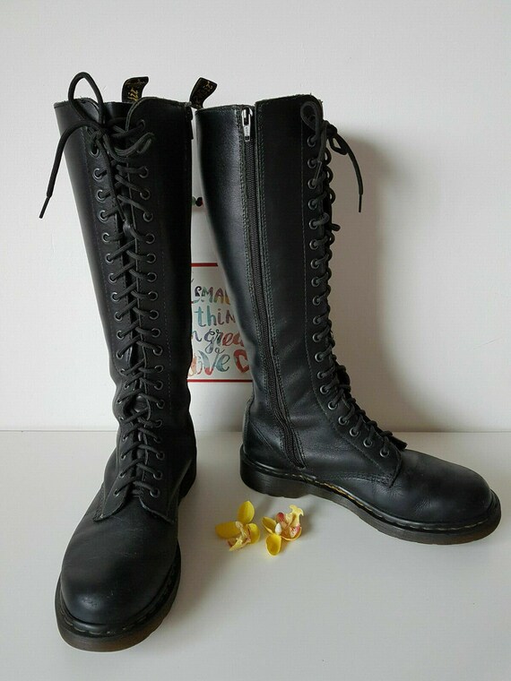 Dr Martens 20 Eye 1b60 Soft Leather Tall Knee High Black Zip Boots UK 5 EU 38 US Etsy Canada
