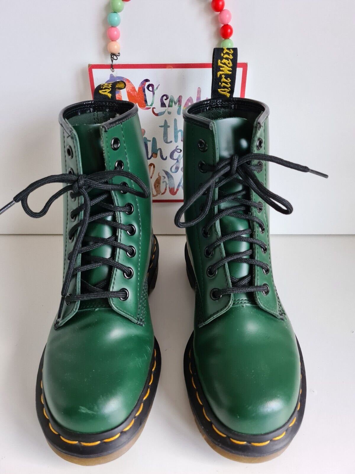 Dr Doc Martens 1460 Green 8 Hole Ankle Leather Punk Boots UK 3 EU