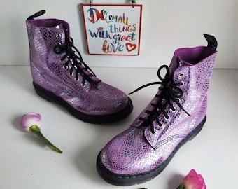 Brand New Dr Martens 1460 pascal mermaid purple snake iridescent boots UK7