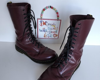 Rare Dr Martens 14 eye 1914 red midcalf punk lace up boots UK9 EU43 US10