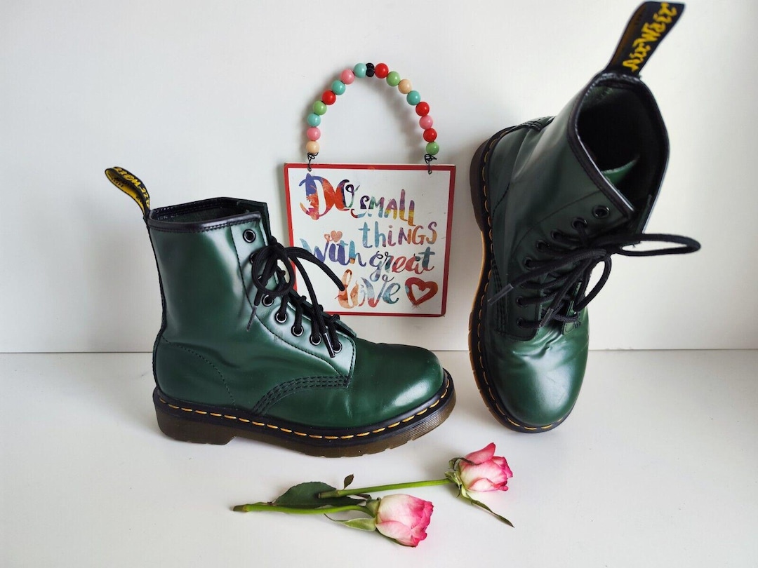 Dr Doc Martens 1460 Green Leather Ankle Boots UK3 EU36 US5 - Etsy
