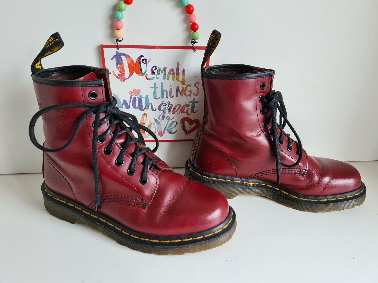 Dr Martens 1460 8 Hole Red Cherry Red Oxblood Ankle Boots UK
