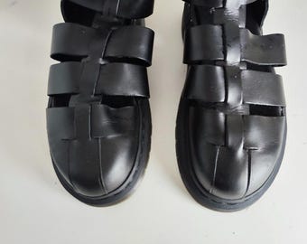 Dr Doc Martens Black Geraldo Leather Sandals UK6 EU39 US8