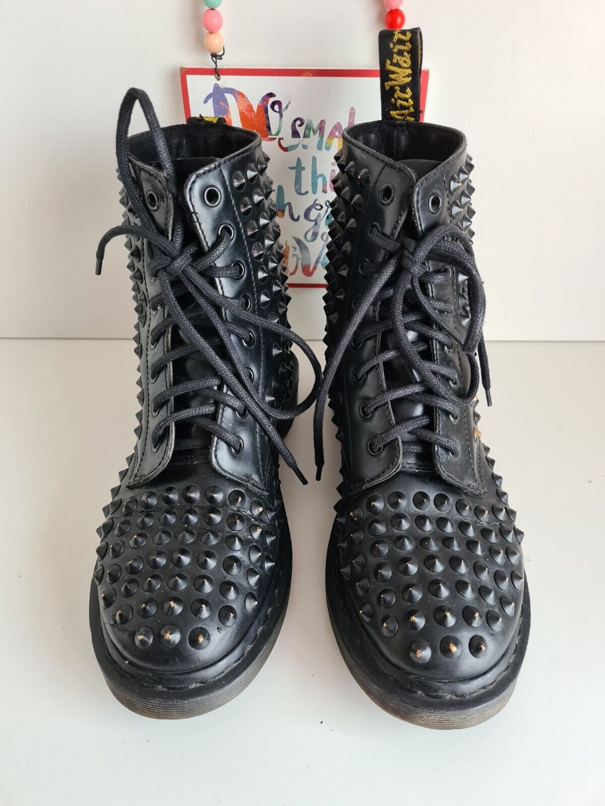 Dr Doc Martens Spike Chrome Studded Metal Black 1460 8 Eye Boots UK 6 EU 39 US 8 Etsy