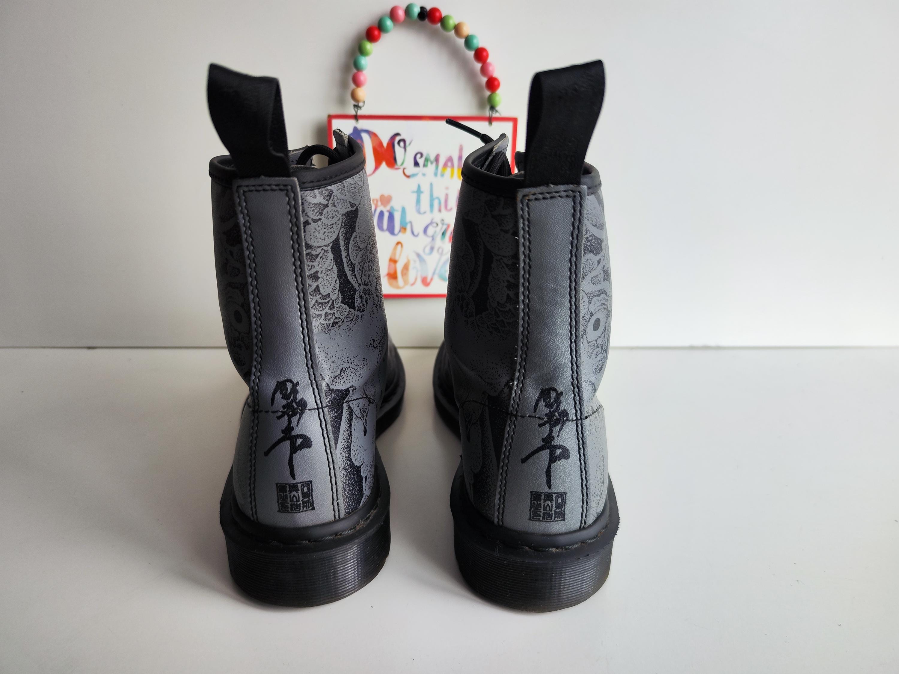 Dr Martens 1460 OT Tattoo Gunmetal Grey Japanese Dragon Art