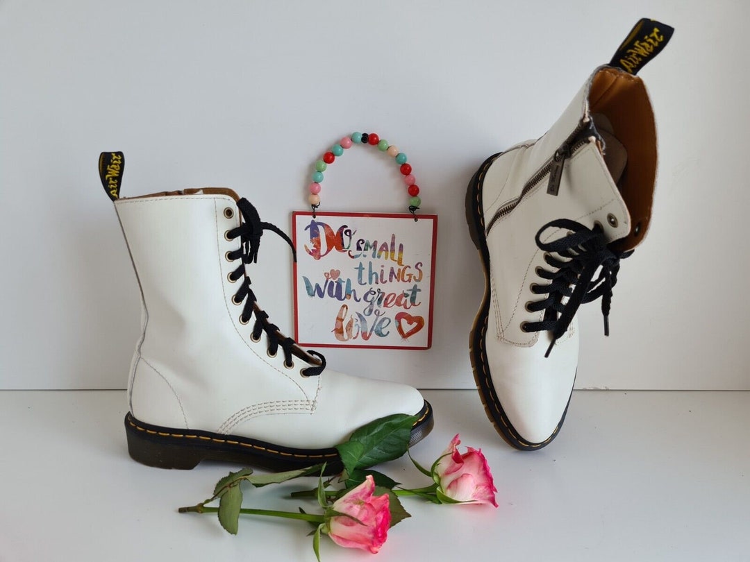 Rare Dr Martens Alix Pointed Toe 1490 10 Eye White Boots Zip UK6 EU39 US8 Etsy UK