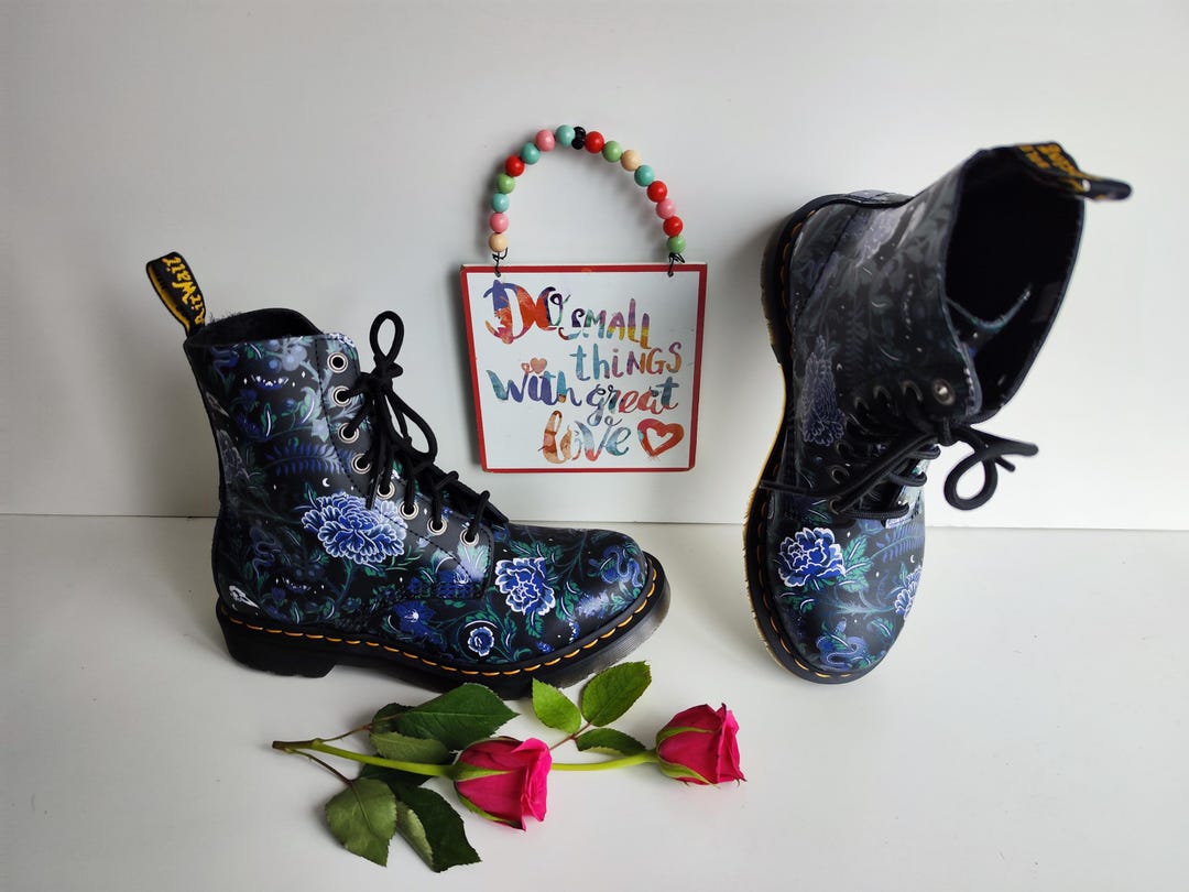 Dr Martens 1460 8 Eye Backhand Mystic Garden Blue Floral Boots UK6